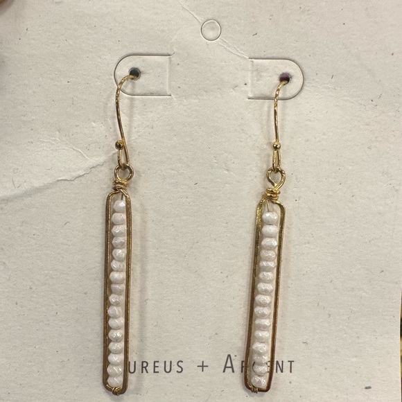 BANANA REPUBLIC DELICATE PEAPOD DROP LINEAR EARRINGS BY AUREUS + ARGENT - Picture 2 of 3